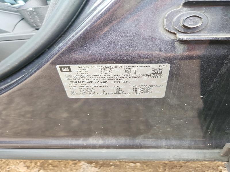 Aukcja sprzedaży 2016 Chevrolet Equinox, vin: 2GNALBEK8G6315901, numer aukcji: 67356086