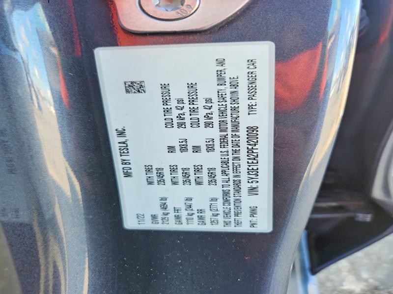 68741676 :رقم المزاد ، 5YJ3E1EA2PF420098 vin ، 2023 Tesla Model 3 مزاد بيع
