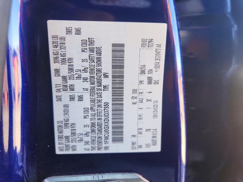 70927156 :رقم المزاد ، 1FMCU0GXXDUD37550 vin ، 2013 Ford Escape مزاد بيع