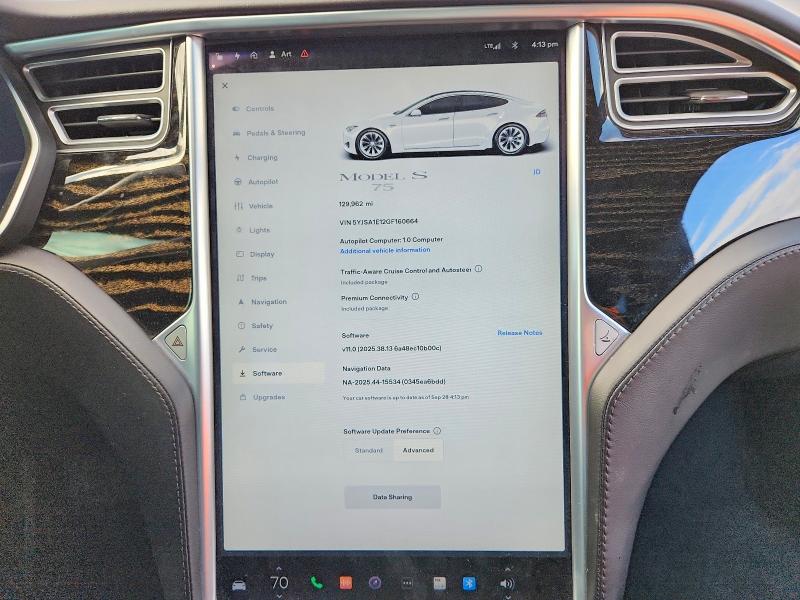 70273366 :رقم المزاد ، 5YJSA1E12GF160664 vin ، 2016 Tesla Model S مزاد بيع