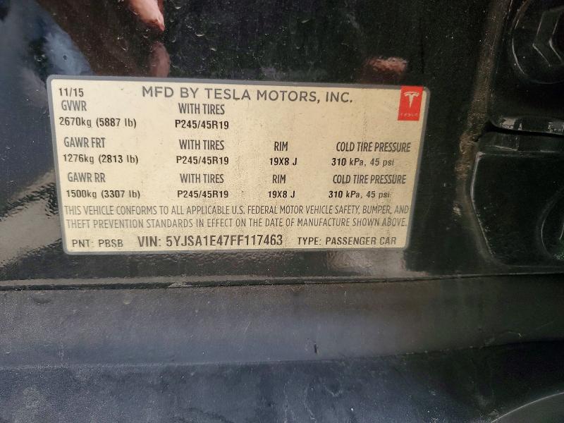 Продажа на аукционе авто 2015 Tesla Model S, vin: 5YJSA1E47FF117463, номер лота: 67867336