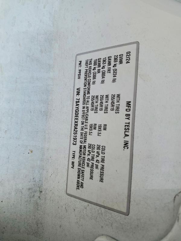 Aukcja sprzedaży 2024 Tesla Model Y, vin: 7SAYGDEEXRA251973, numer aukcji: 68866156