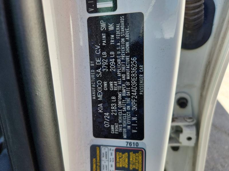 68008136 :رقم المزاد ، 3KPF24AD3RE836256 vin ، 2024 Kia Forte مزاد بيع