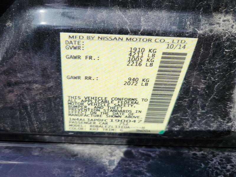 2015 Nissan Altima მანქანა იყიდება აუქციონზე, vin: 1N4AL3AP0FC190047, აუქციონის ნომერი: 67448096