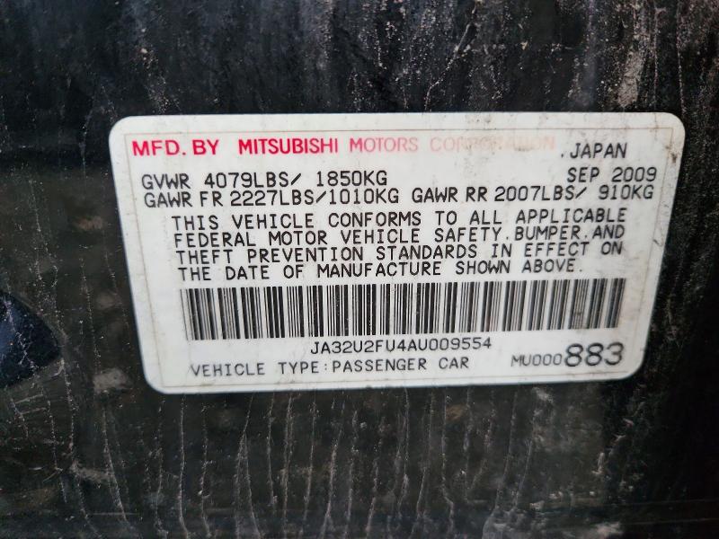 Продаж на аукціоні авто 2010 Mitsubishi Lancer, vin: JA32U2FU4AU009554, номер лоту: 68893596