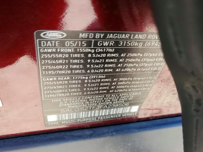 Aukcja sprzedaży 2015 Land Rover Range Rover, vin: SALGS2TF3FA238506, numer aukcji: 68894206
