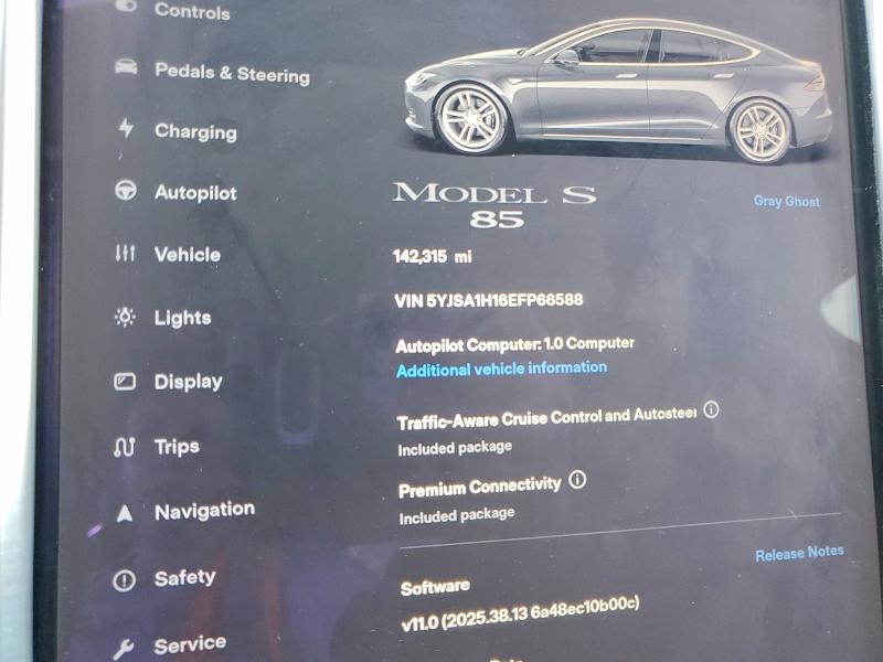 68813216 :رقم المزاد ، 5YJSA1H16EFP66588 vin ، 2014 Tesla Model S مزاد بيع