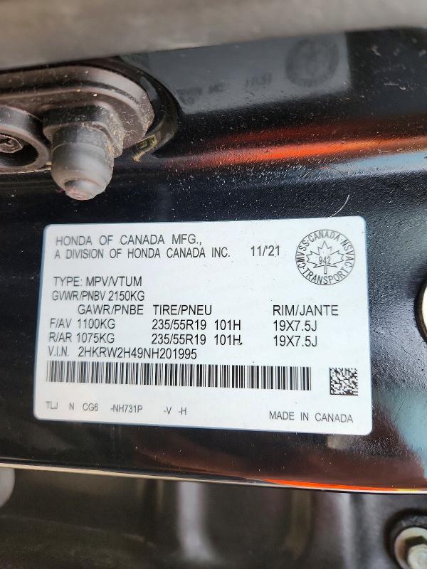 Auction sale of the 2022 Honda Cr-v, vin: 2HKRW2H49NH201995, lot number: 69688216
