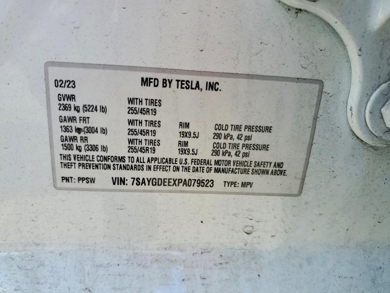67199566 :رقم المزاد ، 7SAYGDEEXPA079523 vin ، 2023 Tesla Model Y مزاد بيع