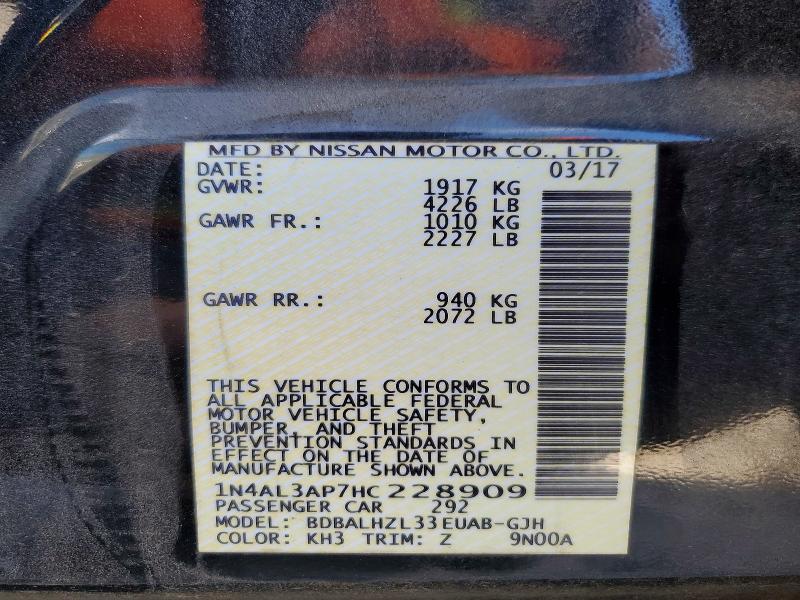 Aukcja sprzedaży 2017 Nissan Altima, vin: 1N4AL3AP7HC228909, numer aukcji: 70773806