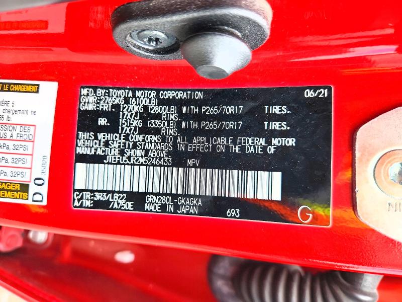 Aukcja sprzedaży 2021 Toyota 4runner, vin: JTEFU5JR2M5246433, numer aukcji: 68518266