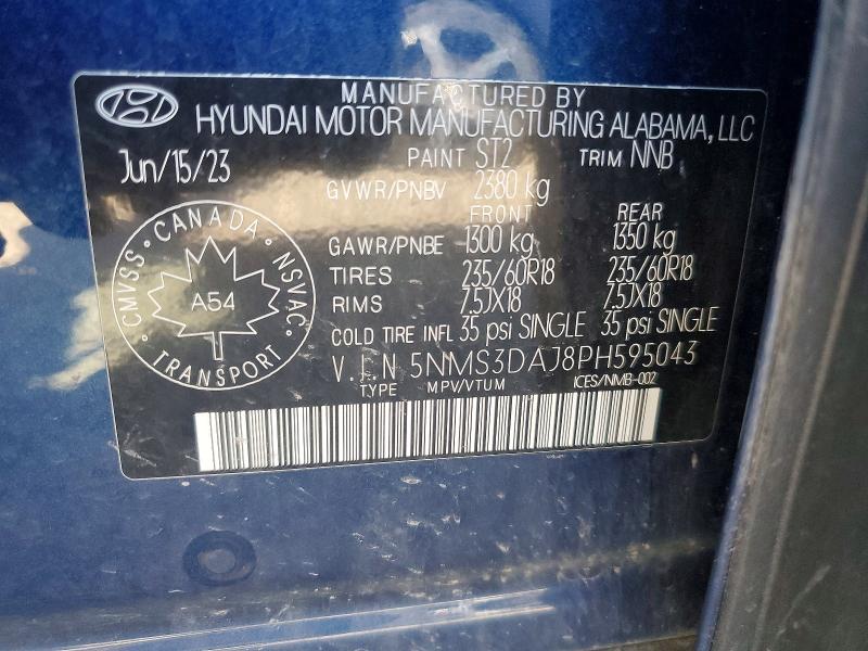 Aukcja sprzedaży 2023 Hyundai Santa Fe, vin: 5NMS3DAJ8PH595043, numer aukcji: 69411716