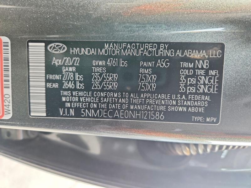 Продаж на аукціоні авто 2022 Hyundai Tucson, vin: 5NMJECAE0NH121586, номер лоту: 70157496
