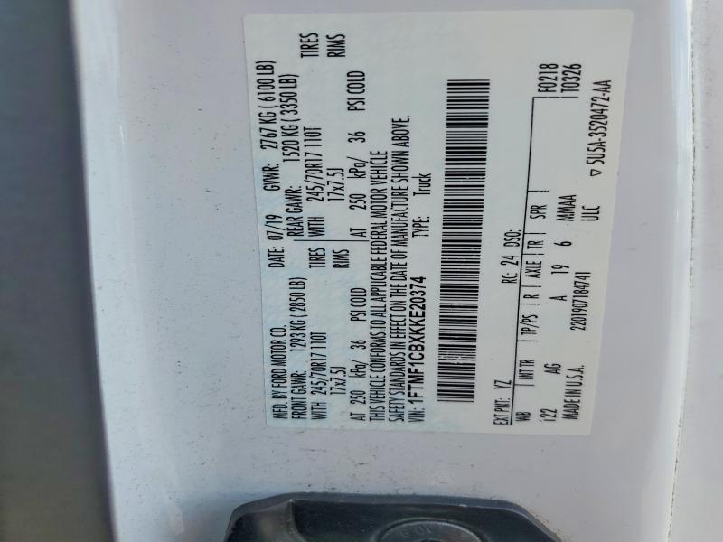 Aukcja sprzedaży 2019 Ford F150, vin: 1FTMF1CBXKKE20374, numer aukcji: 68928696