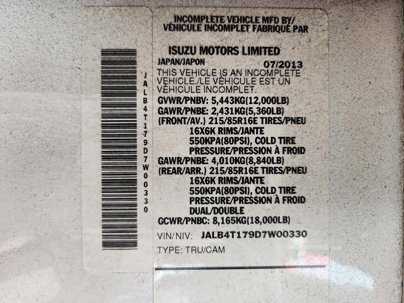 Продажа на аукционе авто 2013 Isuzu Npr, vin: JALB4T179D7W00330, номер лота: 66920576