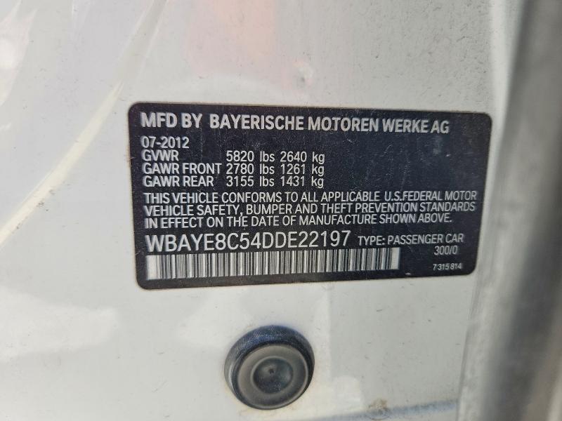 Aukcja sprzedaży 2013 Bmw 750, vin: WBAYE8C54DDE22197, numer aukcji: 68631096