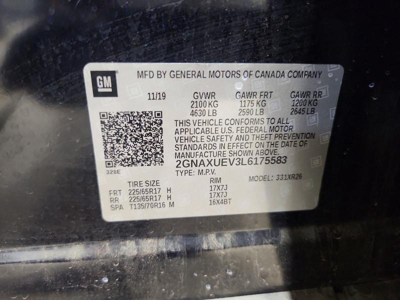 Продаж на аукціоні авто 2020 Chevrolet Equinox, vin: 2GNAXUEV3L6175583, номер лоту: 67297116