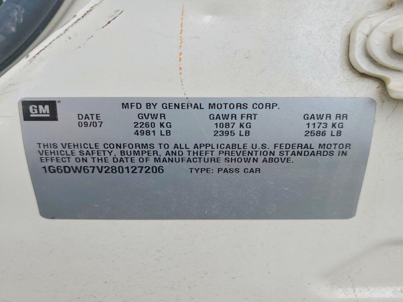 70507406 :رقم المزاد ، 1G6DW67V280127206 vin ، 2008 Cadillac Sts مزاد بيع