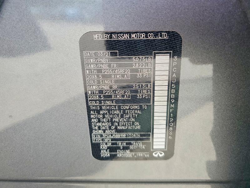 Продаж на аукціоні авто 2021 Infiniti Qx50, vin: 3PCAJ5BB9MF120836, номер лоту: 67699426