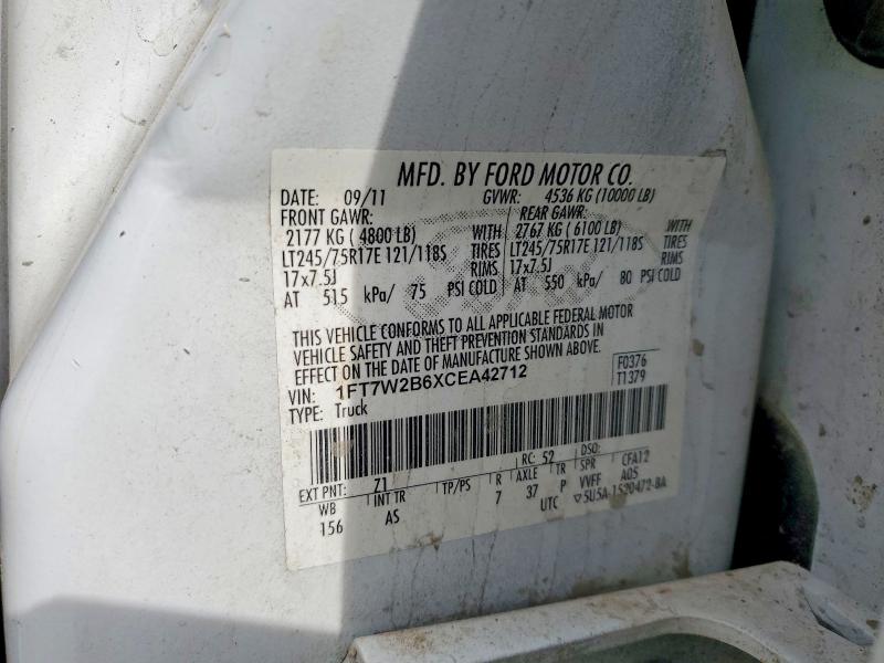 2012 Ford F250 მანქანა იყიდება აუქციონზე, vin: 1FT7W2B6XCEA42712, აუქციონის ნომერი: 69145816