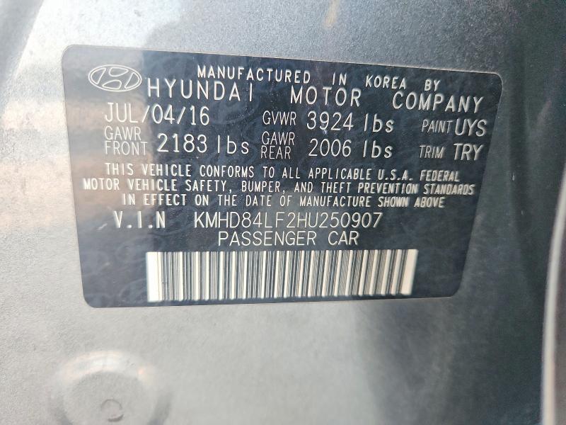 Aukcja sprzedaży 2017 Hyundai Elantra, vin: KMHD84LF2HU250907, numer aukcji: 68380376