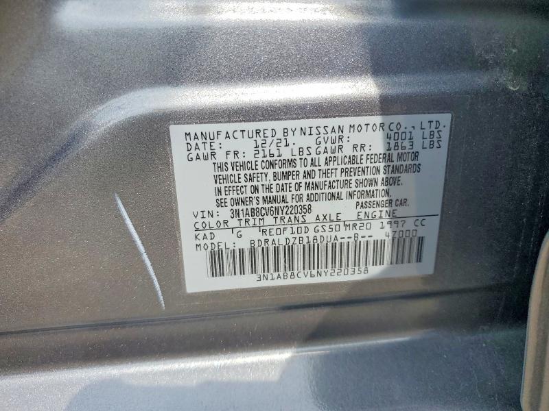 67385986 :رقم المزاد ، 3N1AB8CV6NY220358 vin ، 2022 Nissan Sentra مزاد بيع