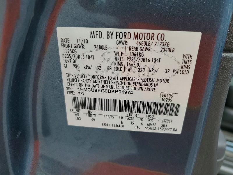 Продажа на аукционе авто 2011 Ford Escape, vin: 1FMCU9EG0BKB01974, номер лота: 69178726