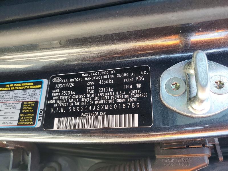 Aukcja sprzedaży 2021 Kia K5, vin: 5XXG14J2XMG018786, numer aukcji: 67312716