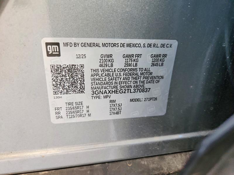 Продаж на аукціоні авто 2026 Chevrolet Equinox, vin: 3GNAXHEG2TL370837, номер лоту: 67381566