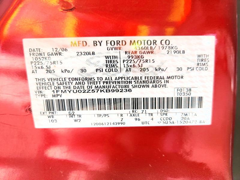 69820596 :رقم المزاد ، 1FMYU02Z57KB99236 vin ، 2007 Ford Escape مزاد بيع
