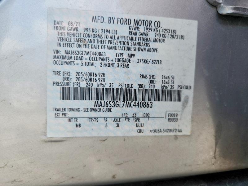 Продажа на аукционе авто 2021 Ford Ecosport, vin: MAJ6S3GL7MC440863, номер лота: 67189446