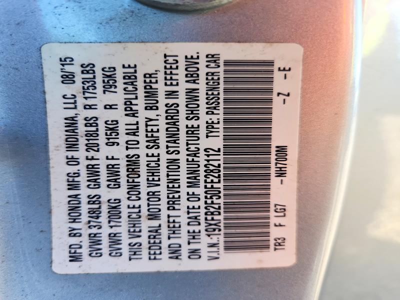 Aukcja sprzedaży 2015 Honda Civic, vin: 19XFB2F50FE282112, numer aukcji: 69543806