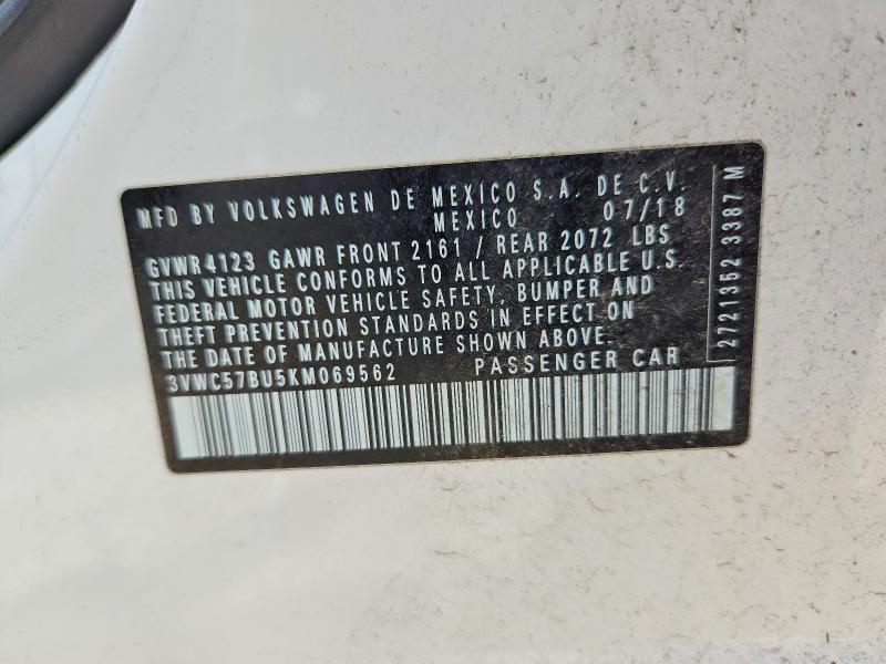 Aukcja sprzedaży 2019 Volkswagen Jetta, vin: 3VWC57BU5KM069562, numer aukcji: 69328036
