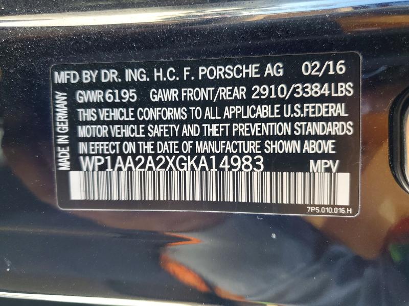 Продаж на аукціоні авто 2016 Porsche Cayenne, vin: WP1AA2A2XGKA14983, номер лоту: 68198766