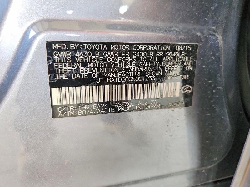 Продаж на аукціоні авто 2016 Lexus Is, vin: JTHBA1D20G5001233, номер лоту: 69201656