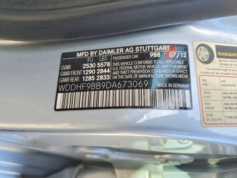 Aukcja sprzedaży 2013 Mercedes-benz E, vin: WDDHF9BB9DA673069, numer aukcji: 69722916