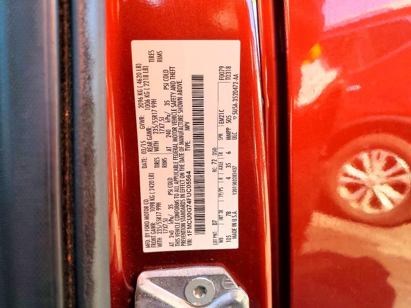 67755186 :رقم المزاد ، 1FMCU0G74FUC05564 vin ، 2015 Ford Escape مزاد بيع