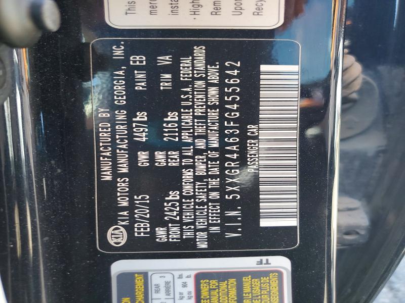 68502636 :رقم المزاد ، 5XXGR4A63FG455642 vin ، 2015 Kia Optima مزاد بيع