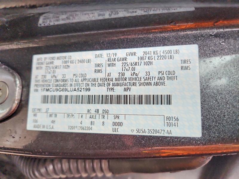 Продажа на аукционе авто 2020 Ford Escape, vin: 1FMCU9G69LUA52199, номер лота: 67875506
