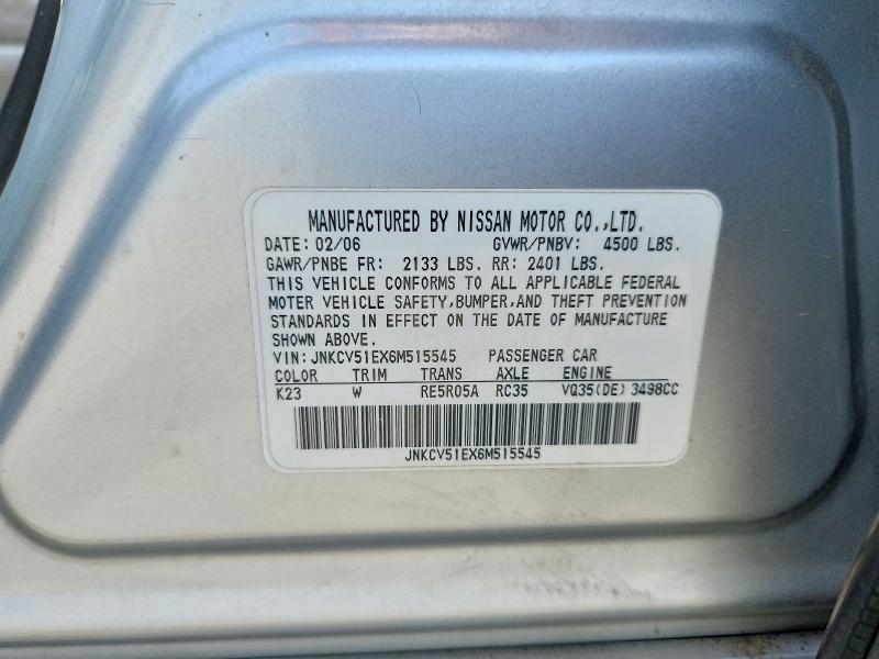 Aukcja sprzedaży 2006 Infiniti G35, vin: JNKCV51EX6M515545, numer aukcji: 67329136