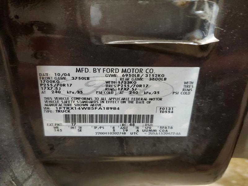 Продажа на аукционе авто 2005 Ford F150, vin: 1FTRX14W85FA18984, номер лота: 68586206