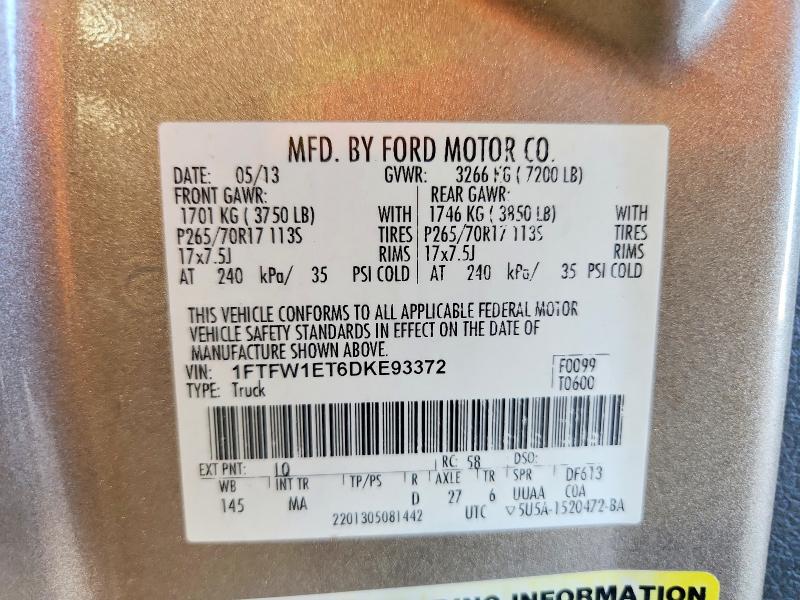Продаж на аукціоні авто 2013 Ford F150, vin: 1FTFW1ET6DKE93372, номер лоту: 66862516