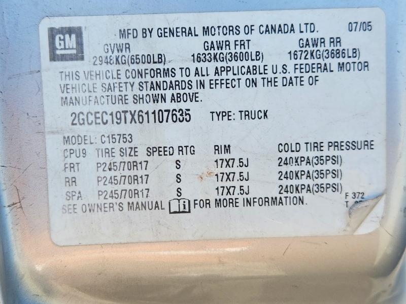 2006 Chevrolet Silverado მანქანა იყიდება აუქციონზე, vin: 2GCEC19TX61107635, აუქციონის ნომერი: 67930536