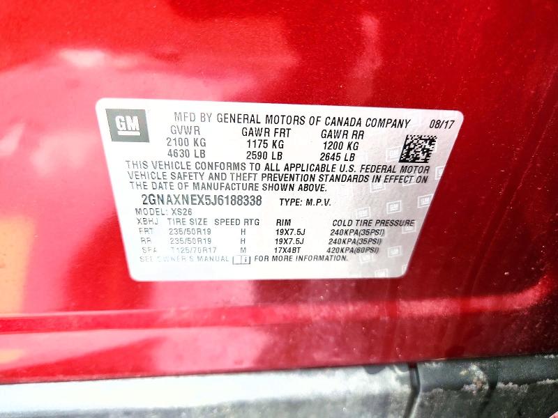 Продажа на аукционе авто 2018 Chevrolet Equinox, vin: 2GNAXNEX5J6188338, номер лота: 70262366