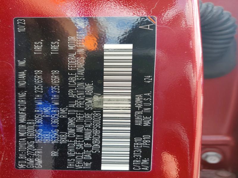 67785096 :رقم المزاد ، 5TDKBRCH8PS600281 vin ، 2023 Toyota Highlander Hybrid مزاد بيع