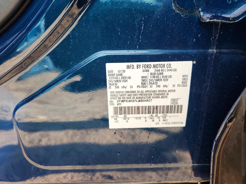 Продаж на аукціоні авто 2020 Ford Edge, vin: 2FMPK4K97LBB04527, номер лоту: 68371916