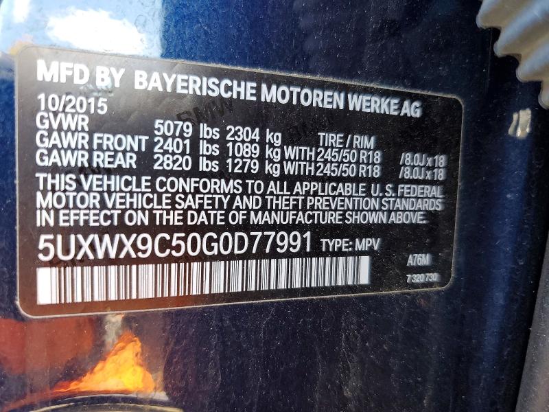 Продаж на аукціоні авто 2016 Bmw X3, vin: 5UXWX9C50G0D77991, номер лоту: 68126166