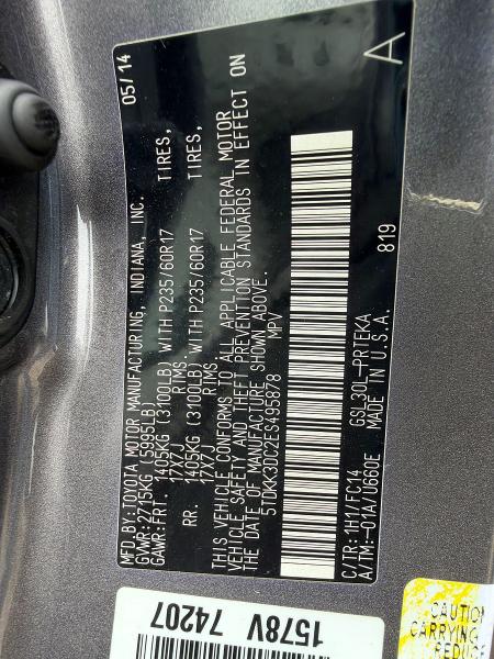 Aukcja sprzedaży 2014 Toyota Sienna, vin: 5TDKK3DC2ES495878, numer aukcji: 71273426