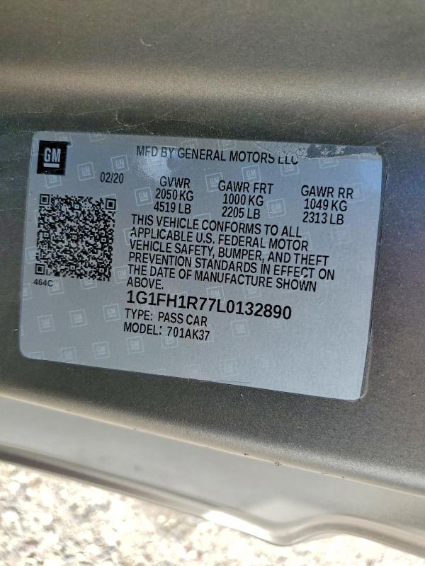 Aukcja sprzedaży 2020 Chevrolet Camaro, vin: 1G1FH1R77L0132890, numer aukcji: 70182056