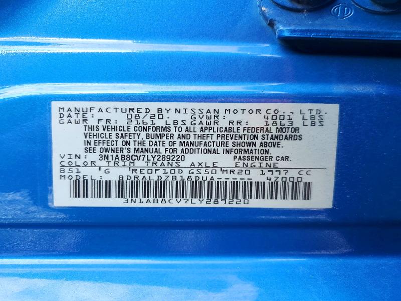 2020 Nissan Sentra მანქანა იყიდება აუქციონზე, vin: 3N1AB8CV7LY289220, აუქციონის ნომერი: 67375546